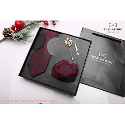 Cavat Bộ Cao Cấp Hàn Quốc 4 món Phụ Kiện - Full box kèm túi xách, đỏ họa tiểt