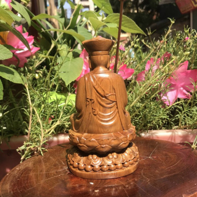 Tượng tây phương tam thánh mini bằng gỗ bách xanh thơm nức kt cao 15×9cm