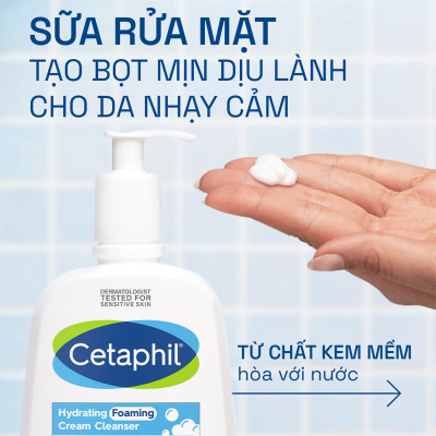 Sữa Rửa Mặt Tạo Bọt Dịu Lành Cho Da Nhạy Cảm Cetaphil Hydrating Foaming Cream Cleanser 473ml