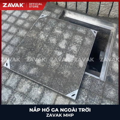 Nắp hố ga ngoài trời inox ZAVAK MHP*-AA60 / KT 60x60cm, lát gạch tối đa 4cm/ tải 800kg