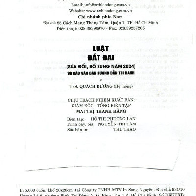 Luật Đất Đai Năm 2024 Và Các Văn Bản Hướng Dẫn Thi Hành 