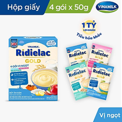 BỘT ĂN DẶM RIDIELAC GOLD 3 VỊ NGỌT - HỘP GIẤY 200G