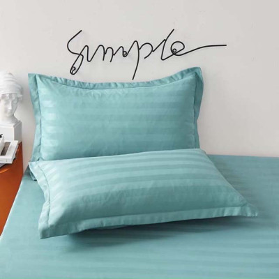 Bộ Ga Gối Cotton Kẻ 3F Lidaco Chuyên Dụng Cho Homestay, Khách Sạn - Xanh Ngọc