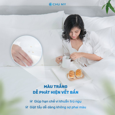 Bộ chăn ga gối khách sạn 5 sao T400 kèm chăn - Màu trắng trơn - Bộ chăn ga màu trắng 100% Cotton Cao Cấp