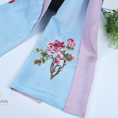 Khăn Lụa Thêu Tay Hoa Mẫu Đơn – Tinh Hoa Lụa Việt, Khăn Lụa 2 Lớp SenSilk