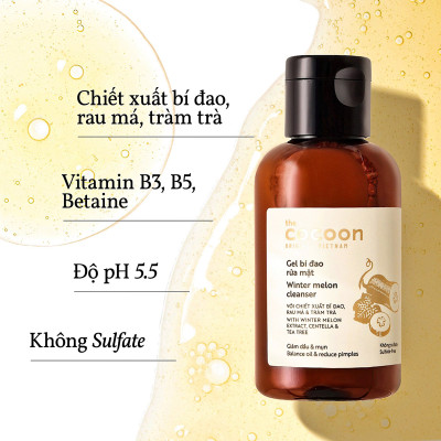 Combo Gel bí đao rửa mặt Cocoon 140ml + Serum Sa-Chi phục hồi tóc Cocoon 70ml