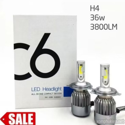 1 ĐÈN PHA LED H4 C6 SIÊU SÁNG LẮP XE MÁY ÔTÔ MẪU MỚI