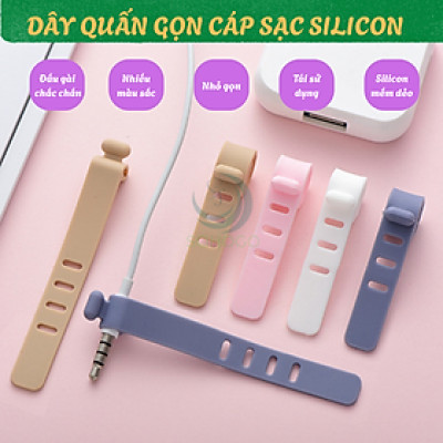 Dây buộc cáp silicon thông minh Dây quấn gọn cáp sạc mini Kẹp buộc dây cáp tái sử dụng Dây cố định cáp điện thoại đa năng Kẹp gọn dây tai nghe & sạc Dây quấn silicon nhiều màu-Hàng nhập khẩu