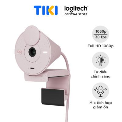 Máy Webcam Full HD Logitech Brio 300 Màn che ống kính, Micro giảm tiếng ồn, USB-C, được chứng nhận cho Zoom, Microsoft Teams, Google Meet, tự động điều chỉnh Ánh sáng - Hàng chính hãng