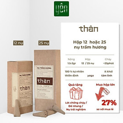 Nụ Trầm Hương Yên Loại Thân, Tâm, Tuệ Sạch Tự Nhiên Ít Khói An Toàn Dùng Thiền Thờ Cúng Thư Giãn