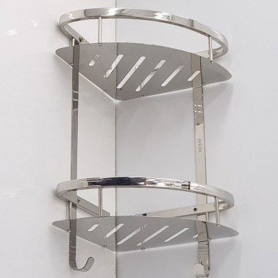 Kệ góc đôi phòng tắm Inox SUS 304Eurolife EL-KG2 (Trắng bạc)