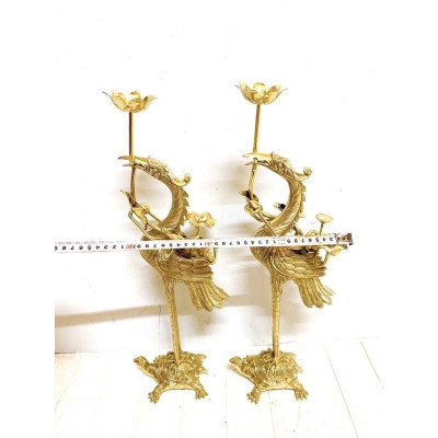 ĐÔI HẠC ĐỒNG CAO 52 CM NẶNG 4 KG CHẤT LIỆU BẰNG ĐỒNG