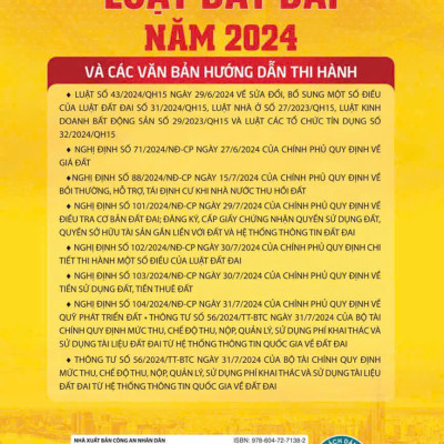 Luật đất đai năm 2024 và các văn bản hướng dẫn thi hành