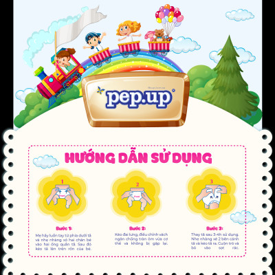 Combo 4 Gói Tã/Bỉm Quần Em Bé Pep.up Extra Dry Siêu Mềm Mại, Siêu Khô Thoáng, Kháng Khuẩn Size M (10 Miếng/Gói)