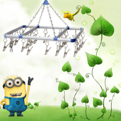 Móc chùm treo đồ inox (28 kẹp/móc)