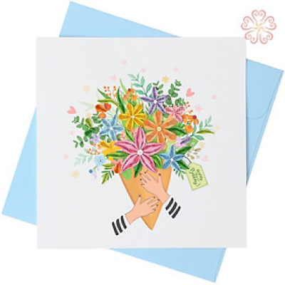 Thiệp Giấy Xoắn Nghệ Thuật , đóa hoa lớn - size 15x15cm