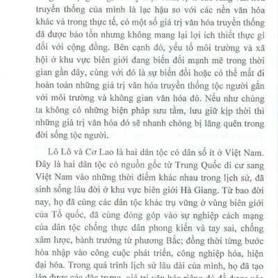 Sinh Hoạt Văn Hóa Của Hai Dân Tộc Lô Lô Và Cơ Lao Ở Vùng Biên Giới Tỉnh Hà Giang
