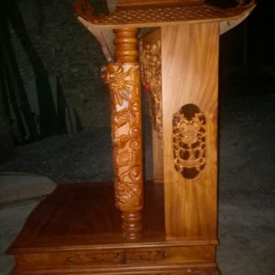 Bàn thờ thần tài ông địa bằng gỗ hương đá kt 57×61cn