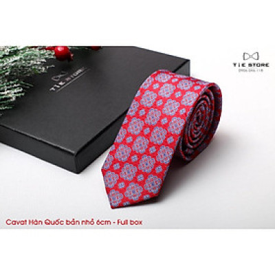 SALE Cà Vạt Nam Bản nhỏ 6cm đỏ hoa văn - Cavat Hàn Quốc Cao Cấp