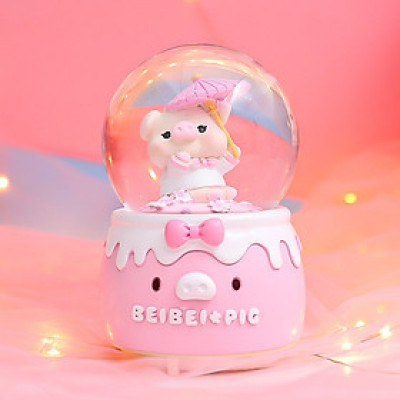 Quả Cầu Tuyết Hộp Nhạc Heo BeiBei Hồng Trang Trí Quà Tặng_ Hàng Chính Hãng