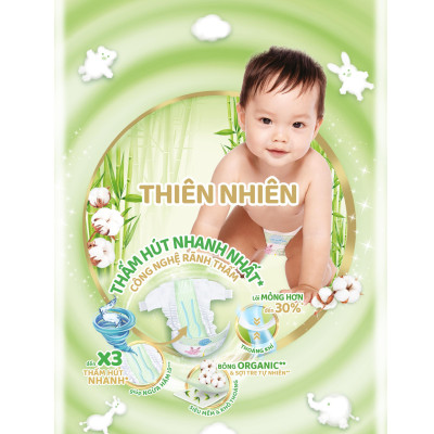 Tã/bỉm dán Molfix Thiên nhiên Jumbo L (9kg - 13kg) - Gói 40+6 miếng