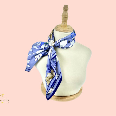 Khăn in Lụa Tơ Tằm SenSilk KLVI07 - 100% Silk Print 65x65cm - Phụ Kiện Lụa Cao Cấp - Quà Tặng Phụ Nữ