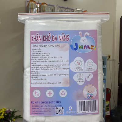 (Bịch Tiết Kiệm) Khăn Khô, Khăn Vải Khô Đa Năng UNMEI Vân Trơn/Vân Nổi 600g An Toàn Cho Da Em Bé