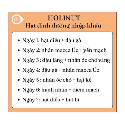 Set mix hạt nấu sữa - 7 ngày dinh dưỡng không trùng lặp/ Thương hiệu Holinut 