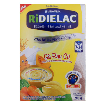 Bột Ăn Dặm Vinamilk Ridielac Gà Rau Củ Hộp (200g)
