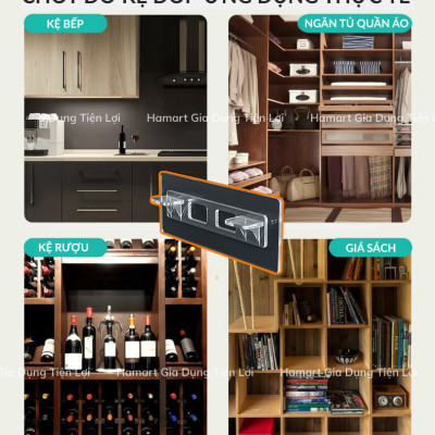 Móc Dán Giá Đỡ Chia Ngăn Tủ Hamart Móc Chữ L Đôi Siêu Dính Tường Chịu Lực 20kg Tiện Lợi