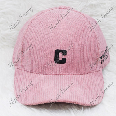 Nón kết nhung đũa gân nổi độc đáo, thêu chữ C thời trang - Hạnh Dương