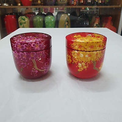 Hủ trà  Sơn mài cao cấp Thanh Bình Lê đế bầu 12x12 cm