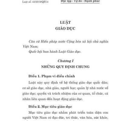 Luật giáo dục năm 2019 - bản in 2024