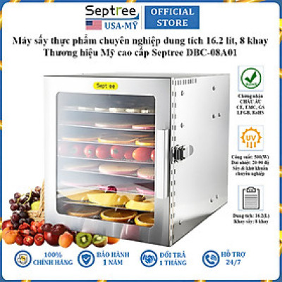 Máy sấy thực phẩm 8 khay thương hiệu Mỹ Septree DBC-08A01 công suất 500W - Hàng chính hãng