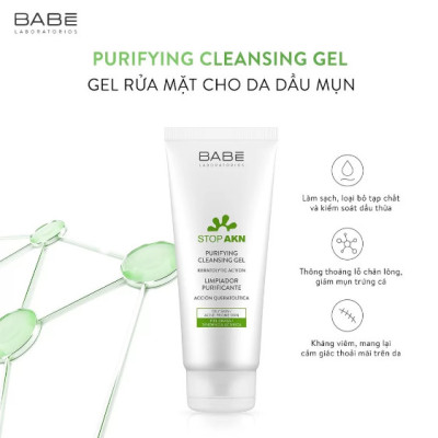 COMBO Viên sáng da Ado Glutathion và Gel rửa mặt BABE Stop AKN Purifying Cleansing Gel (100ml)