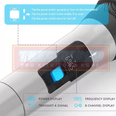 ROGTZ Bộ 2 Micro Cầm Tay Không Dây UHF Cho Trợ Giảng, Thông Báo, Karaoke, Phạm Vi 50m XXD H16L-2 - Hàng Nhập Khẩu