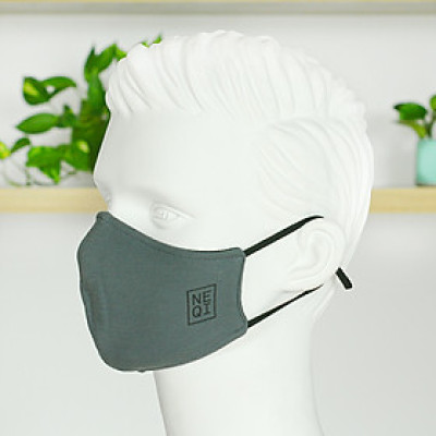 Set 2 khẩu trang vải nam - nữ - trẻ em kháng khuẩn cao cấp NEQI FACEMASK Đức, màu xám thời trang, lọc 98% bụi mịn
