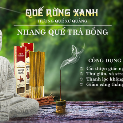Nhang 34cm thảo mộc hương quế cao cấp 180 nén/hộp Quế Rừng Xanh 100% nguyên chất từ quế rừng Trà Bồng giúp thư thái tinh thần, an toàn sức khỏe - HÀNG CHÍNH HÃNG