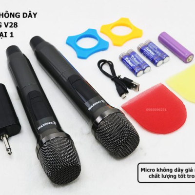 Bộ 2 micro karaoke không dây Zansong V28 - Hàng Chính Hãng