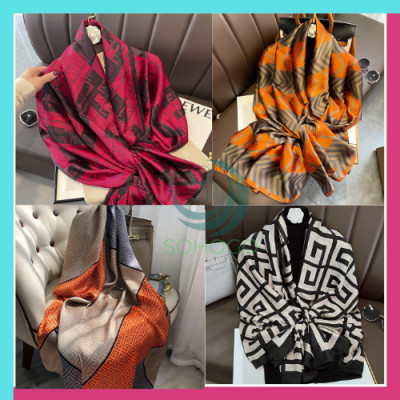 [CHỌN MẪU]-Khăn Choàng Cổ/Quàng Cổ Lụa Cao Cấp -Họa Tiết F.D Sang Trọng Chất Liệu Silk- Size 180x90cm