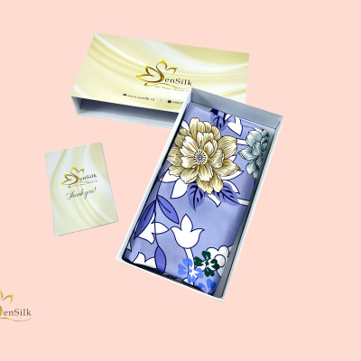 Khăn in Lụa Tơ Tằm SenSilk KLVI07 - 100% Silk Print 65x65cm - Phụ Kiện Lụa Cao Cấp - Quà Tặng Phụ Nữ