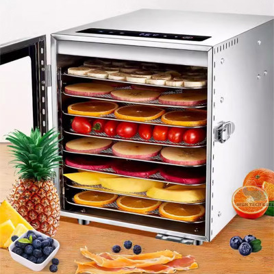 Máy Sấy Thực Phẩm Inox HTG 8 khay DBC08-A01 Sấy Khô Hoa Quả, Thịt, Đồ Ăn, Tia UV Khử Khuẩn, Hẹn Giờ, Hàng Chính Hãng