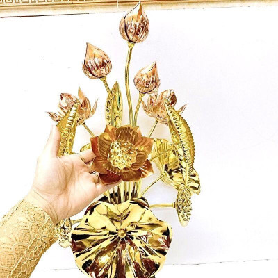 LỌ HOA SEN ĐỒNG CAO 72 CM CHẤT LIỆU BẰNG ĐỒNG  PHONG THỦY TÀI LỘC