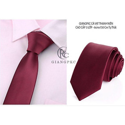 Phụ kiện nam cà vạt nam bản 6cm Giangpkc tháng 5-2021-mẫu 03 đỏ đô kẻ tăm