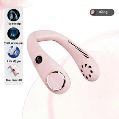 Quạt Đeo Cổ Không Cánh – Làm Mát Dịu Nhẹ, Pin Trâu, Màn Hình LED Hiện Đại