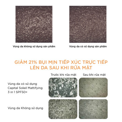 Kem Chống Nắng Chống Ô Nhiễm Và Bụi Mịn Hằng Ngày SPF 50+, Chống Tia UVA + UVB Capital Soleil Mattifying 3 In 1