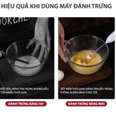 Máy Đánh Trứng, Đánh Sữa Và Tạo Bọt Cafe Cầm Tay Di Động 3 Tốc Độ Sử Dụng Pin Sạc Cao Cấp - Giao màu ngẫu nhiên