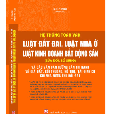 Hệ thống toàn văn Luật Đất Đai, Luật Nhà Ở, Luật Kinh Doanh Bất Động Sản