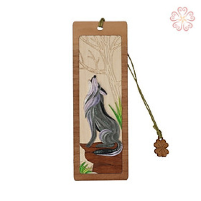Bookmark Giấy Xoắn Nghệ Thuật Hình Chó Sói Size 5.2 x13.5