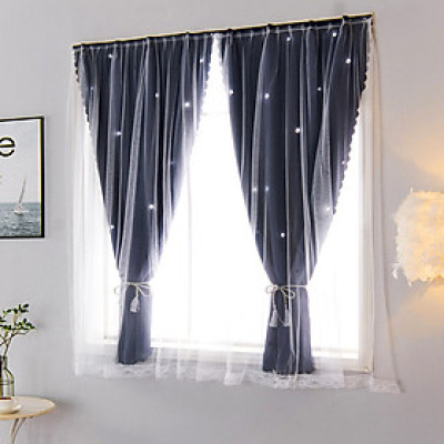 Rèm Dán Cửa Sổ Trơn Ngôi Sao 2 Lớp trang trí họa tiết nghệ thuật không cần khoan tường tiện dụng